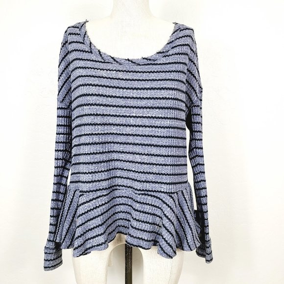 Free People Tops - We The Free Striped Oversized Peplum Thermal Top